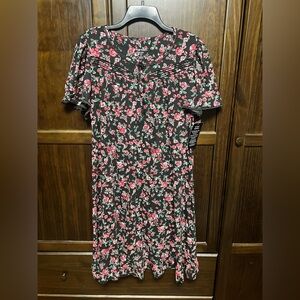 NWT Dreams Co 100% Cotton Nightgown Black Floral Short Sleeve M 14/16